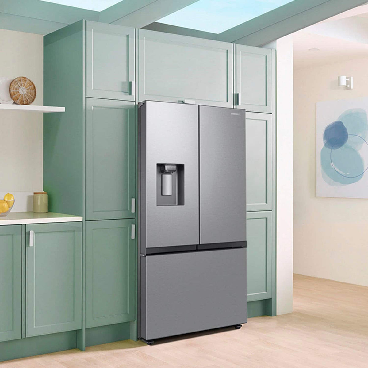 Samsung - 36 in. Wide 26 cu. ft. Mega Capacity Counter Depth 3-Door French Door Refrigerator with External Water and Ice Dispenser - Stainless Steel