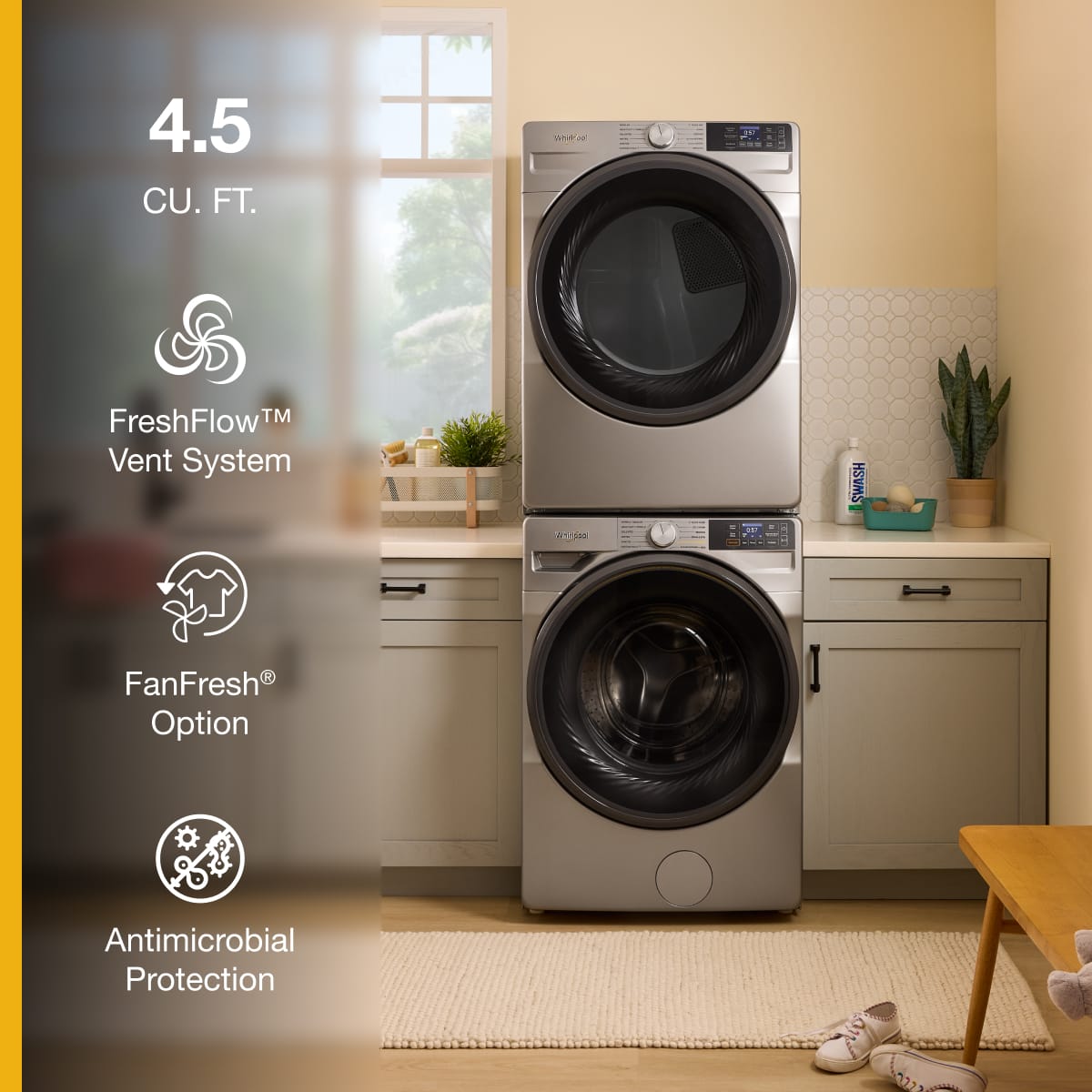 Whirlpool - 4.5 Cu. Ft. Smart Front Load ENERGY STAR® Washer with FreshFlow™ Vent System - Radiant Silver