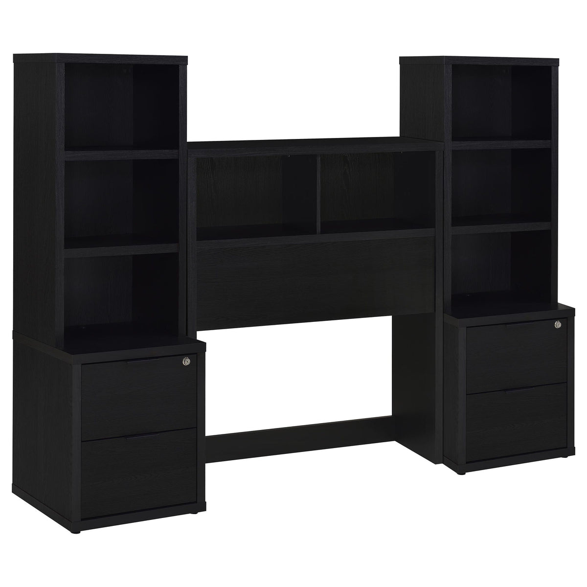 Geary - Set de dormitorio de 3 piezas con cabecero con estantería