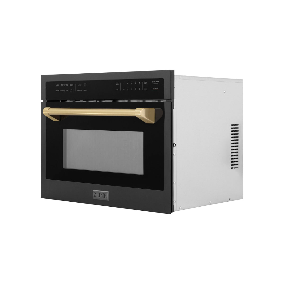 ZLINE - Autograph 24" 1.6 cu ft. Built-in Convection Microwave Oven and Champagne Bronze Accents - Black Stainless Steel