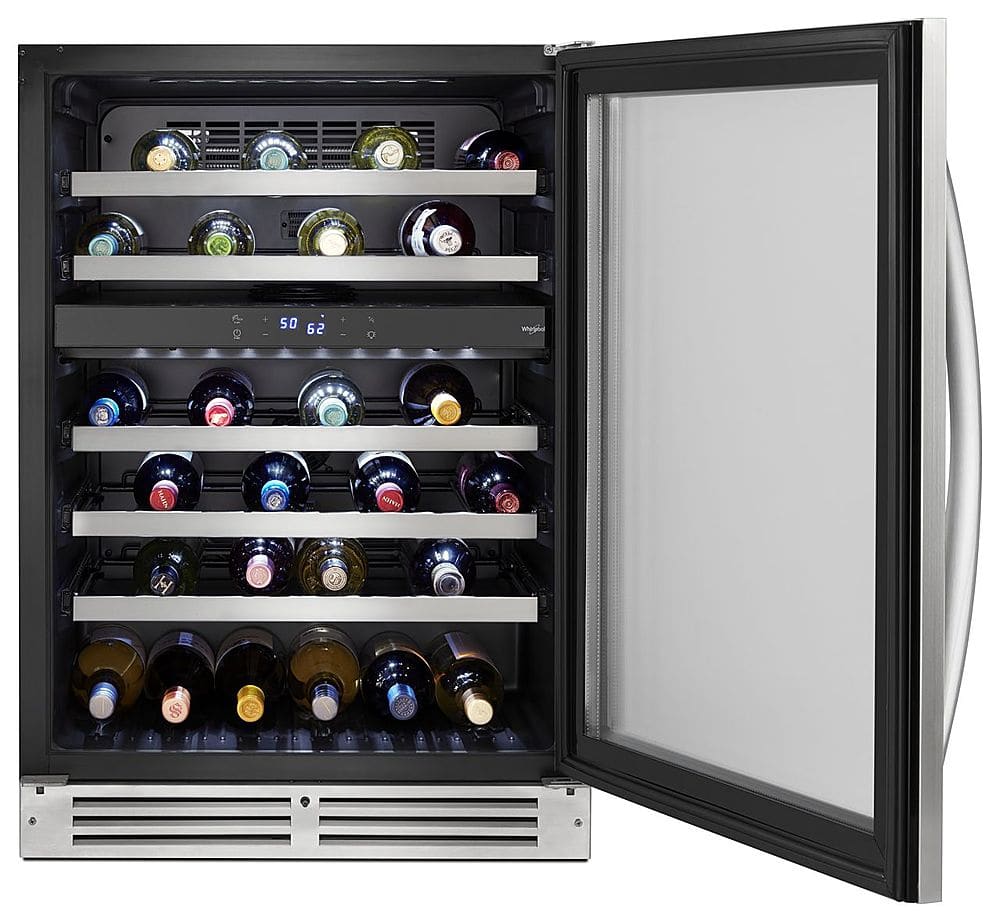 Whirlpool - 46-Bottle Wine Cooler - Stainless Steel