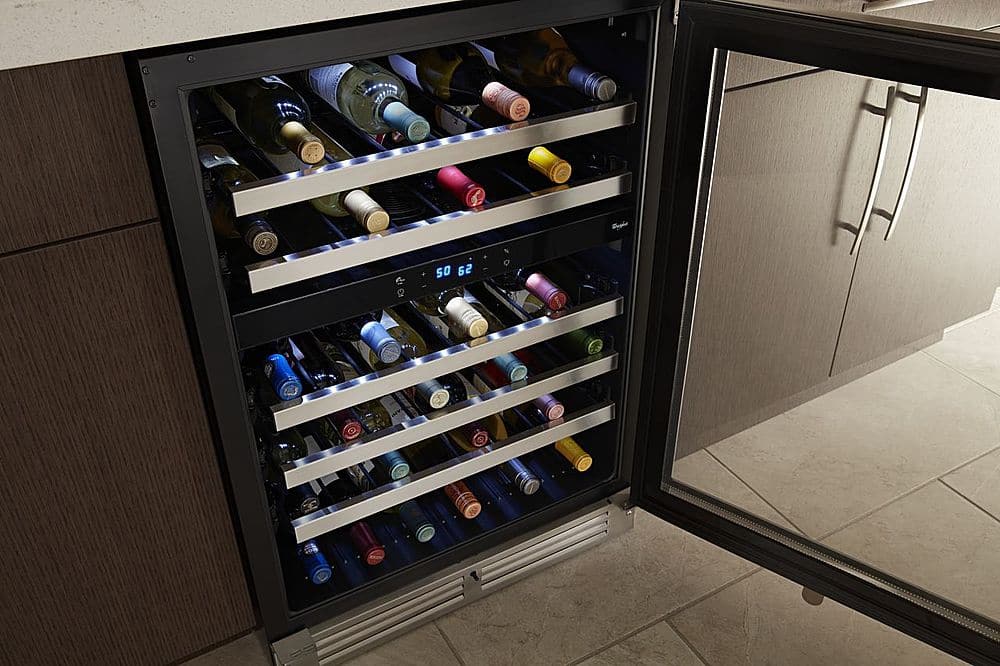 Whirlpool - 46-Bottle Wine Cooler - Stainless Steel