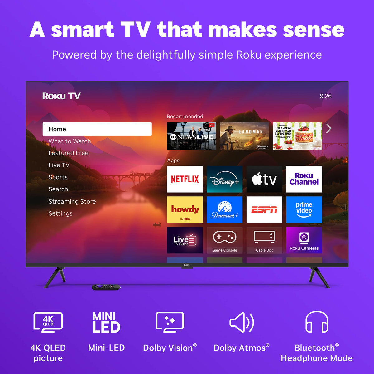 Roku - 75" Class Plus Series 4K QLED Mini-LED Smart RokuTV