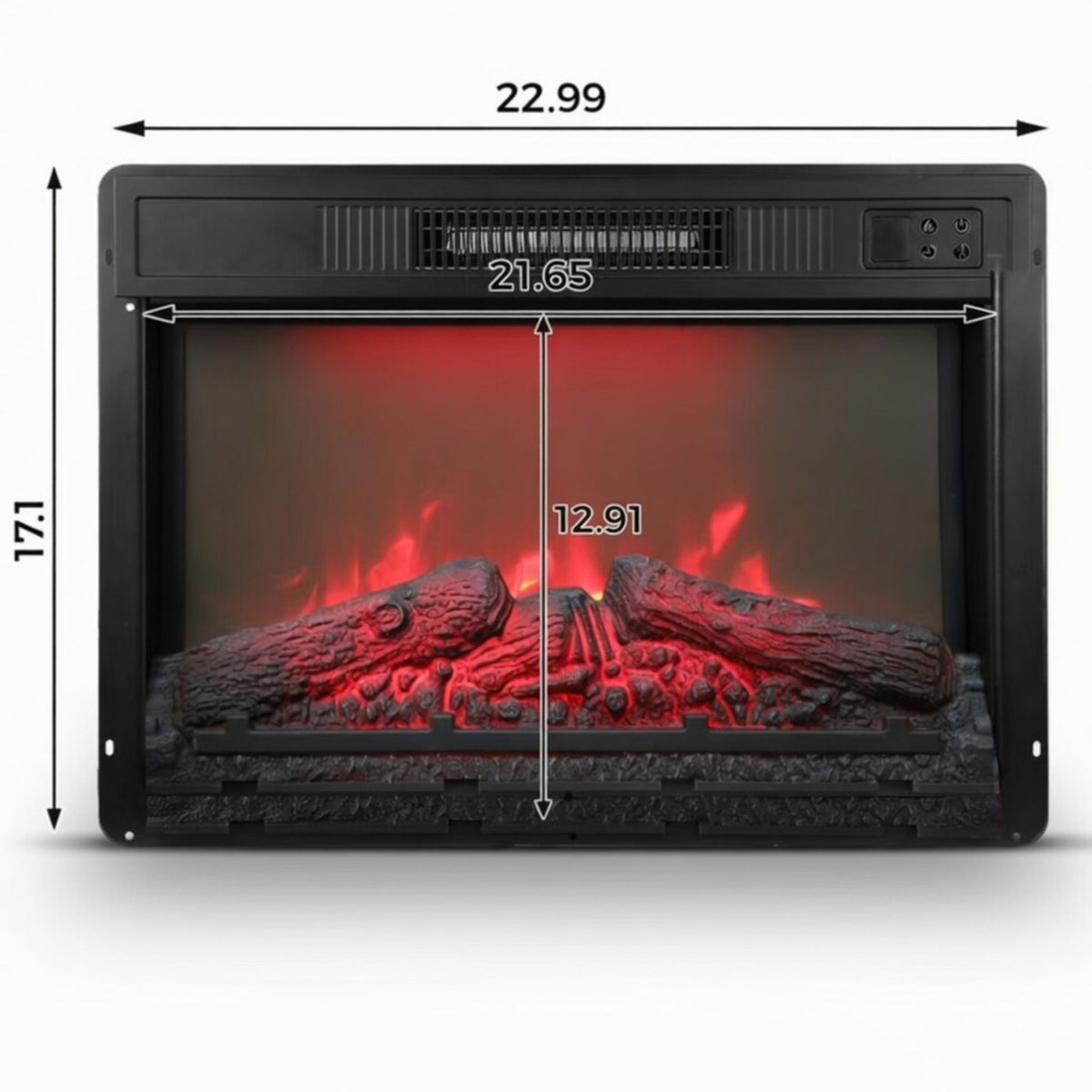 Calentador Eléctrico para Chimenea con Llamas Multicolor, Control Remoto - Negro