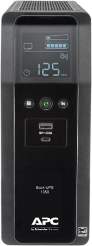 APC - Back-UPS Pro 1350VA, 120V, AVR, LCD, 2 USB charging ports, 10 NEMA outlets (4 surge) - Black