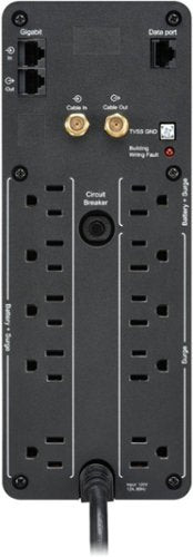 APC - Back-UPS Pro, 1500VA, Tower, 120V, 10 NEMA 5-15R outlets, LCD, 1 USB Type C + 1 USB Type A ports - Black