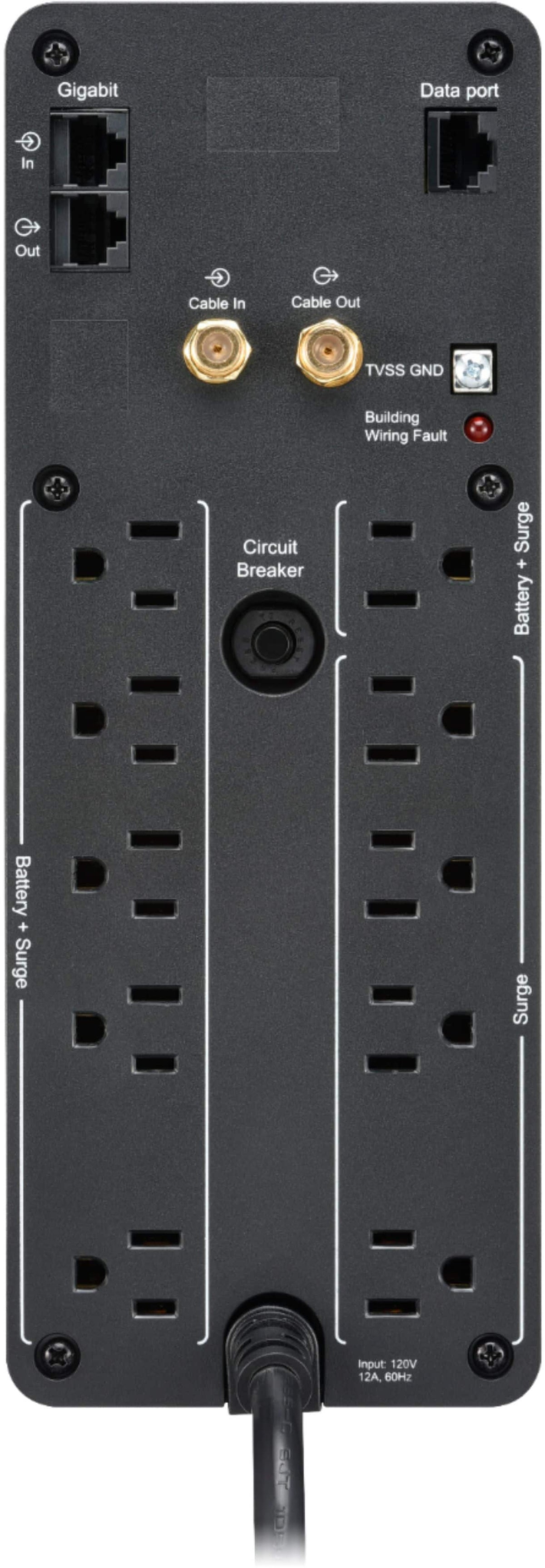 APC - Back-UPS Pro, 1500VA, Tower, 120V, 10 NEMA 5-15R outlets, LCD, 1 USB Type C + 1 USB Type A ports - Black
