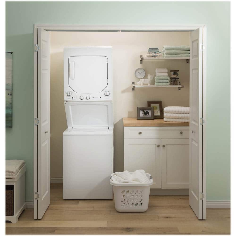 GE - 2.3 Cu. Ft. Top Load Washer and 4.4 Cu. Ft. Electric Dryer Laundry Center - White