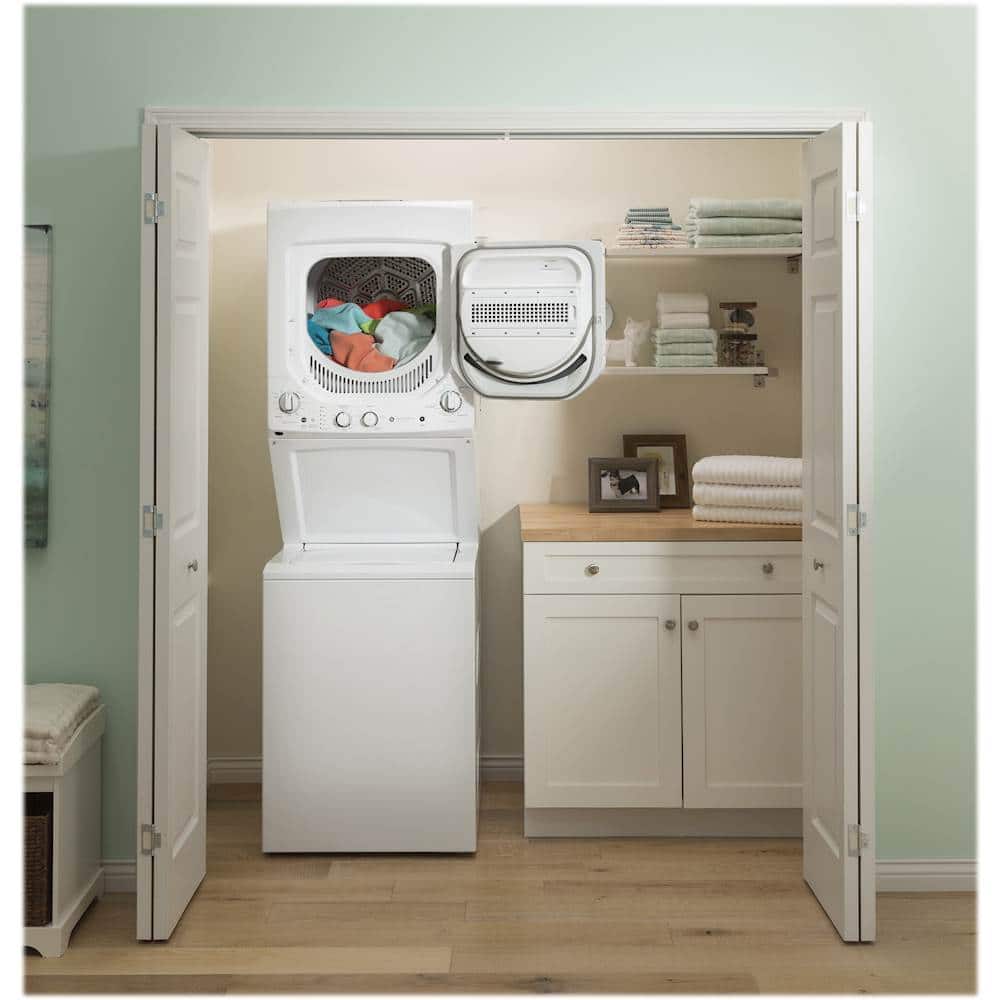 GE - 2.3 Cu. Ft. Top Load Washer and 4.4 Cu. Ft. Electric Dryer Laundry Center - White