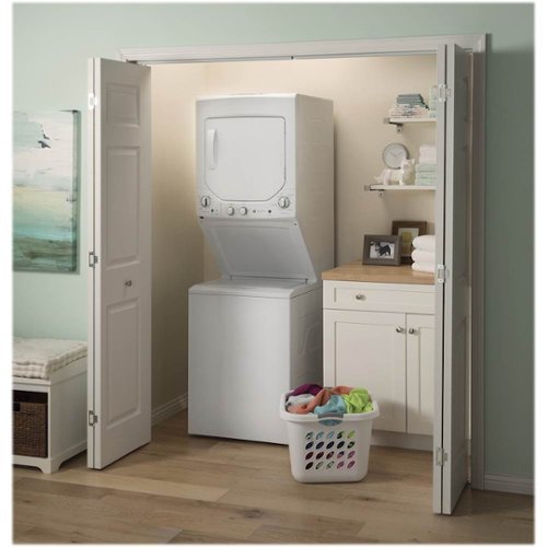 GE - 2.3 Cu. Ft. Top Load Washer and 4.4 Cu. Ft. Electric Dryer Laundry Center - White