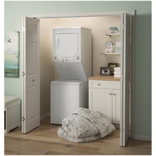 GE - 2.3 Cu. Ft. Top Load Washer and 4.4 Cu. Ft. Electric Dryer Laundry Center - White