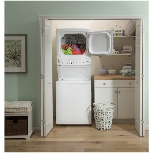 GE - 3.8 Cu. Ft. Top Load Washer and 5.9 Cu. Ft. Electric Dryer Laundry Center - White