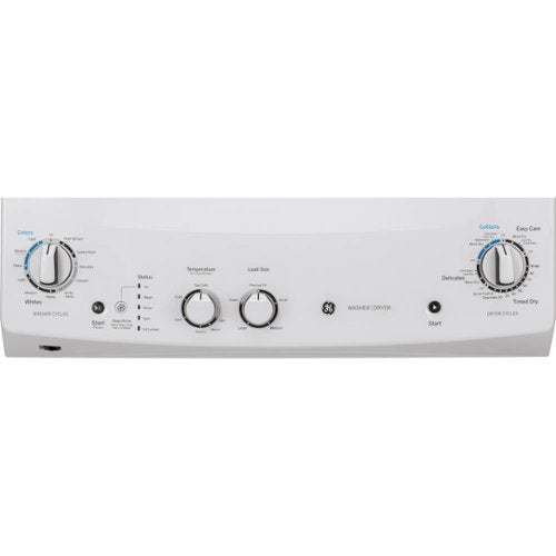 GE - 3.8 Cu. Ft. Top Load Washer and 5.9 Cu. Ft. Electric Dryer Laundry Center with Long Vent Drying - White
