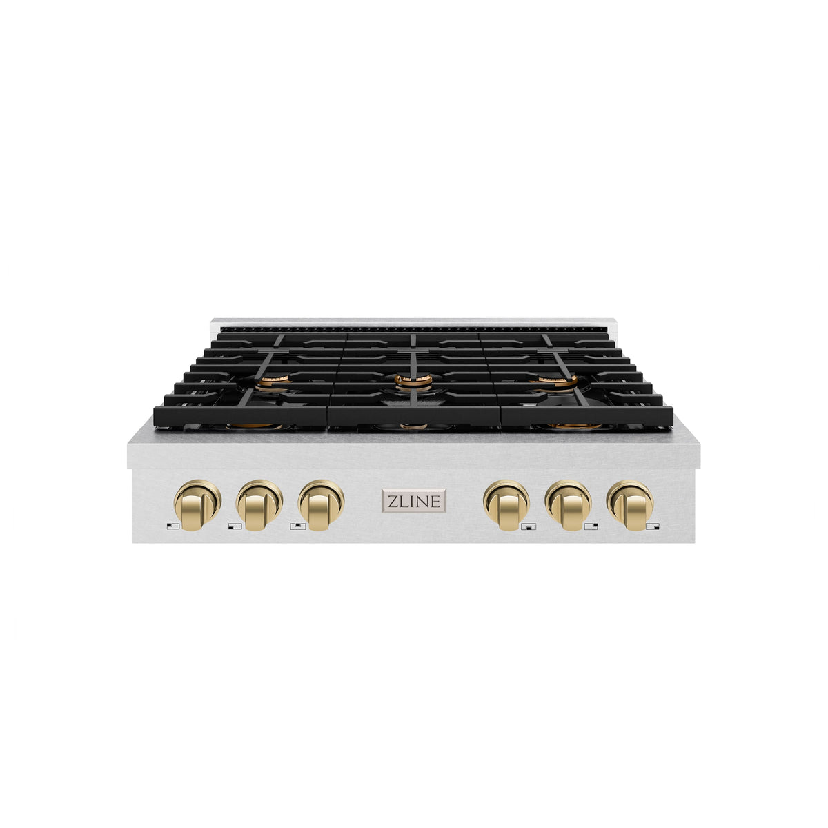 ZLINE - 36 in. Wide 6 Burner AutographParamount Gas Rangetop with Bronze Accents (SRTSZ-36-CB) - Stainless Steel