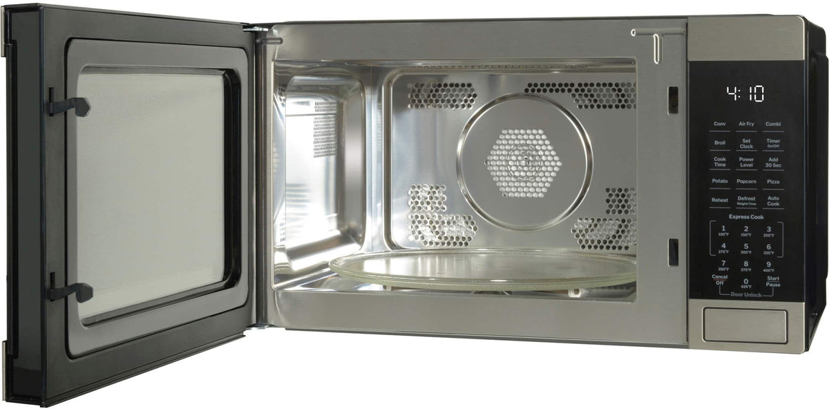 GE - 1.0 Cu. Ft. Convection Countertop Microwave with Air Fry - Stainless Steel