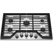Whirlpool - 30 in. Wide 5 burners Gas Cooktop - Stainless Steel