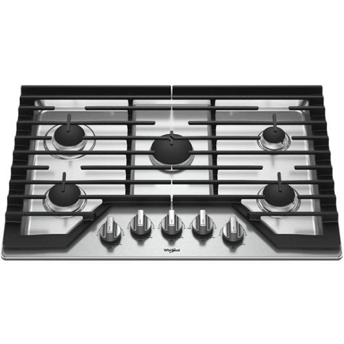 Whirlpool - 30 in. Wide 5 burners Gas Cooktop - Stainless Steel