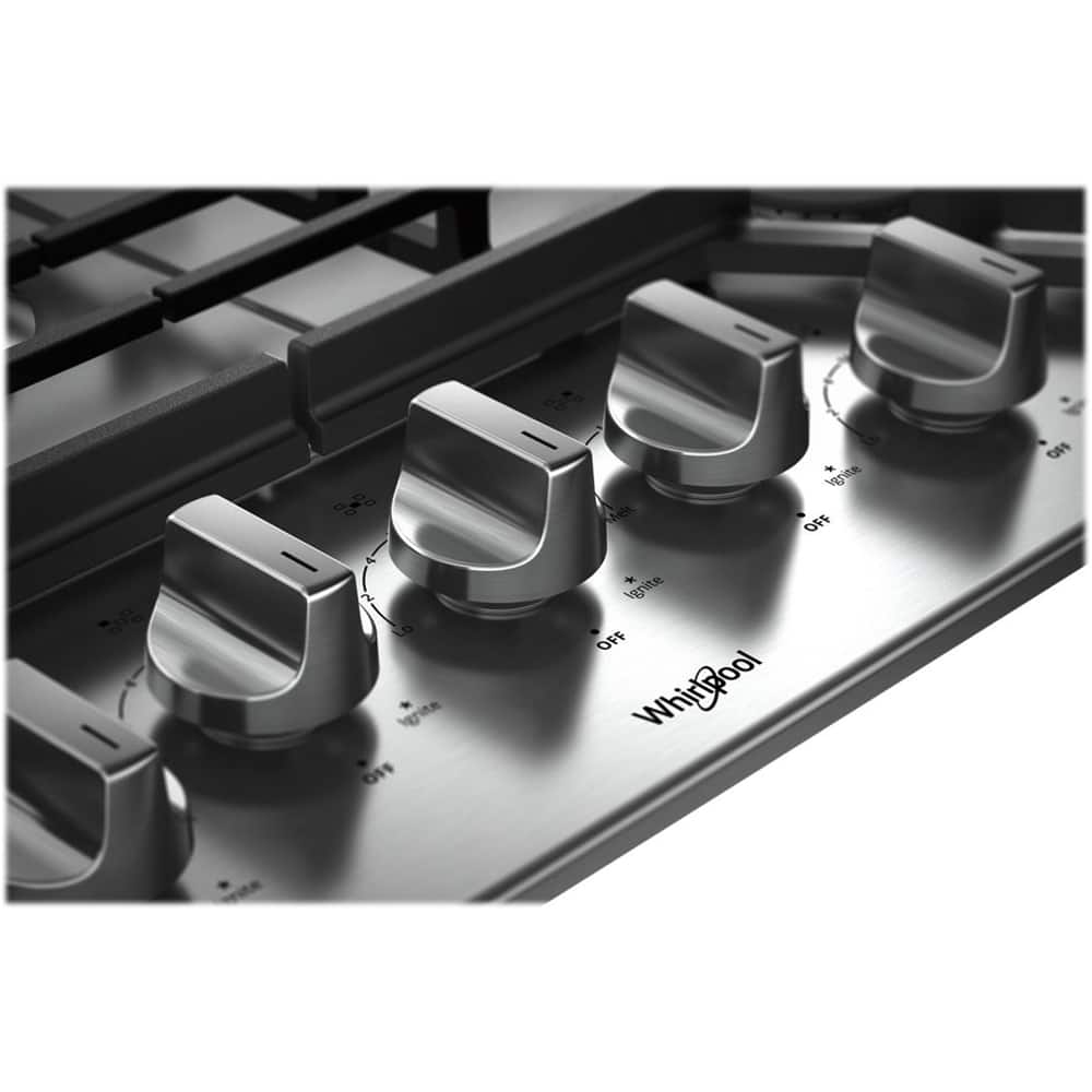 Whirlpool - 30 in. Wide 5 burners Gas Cooktop - Stainless Steel
