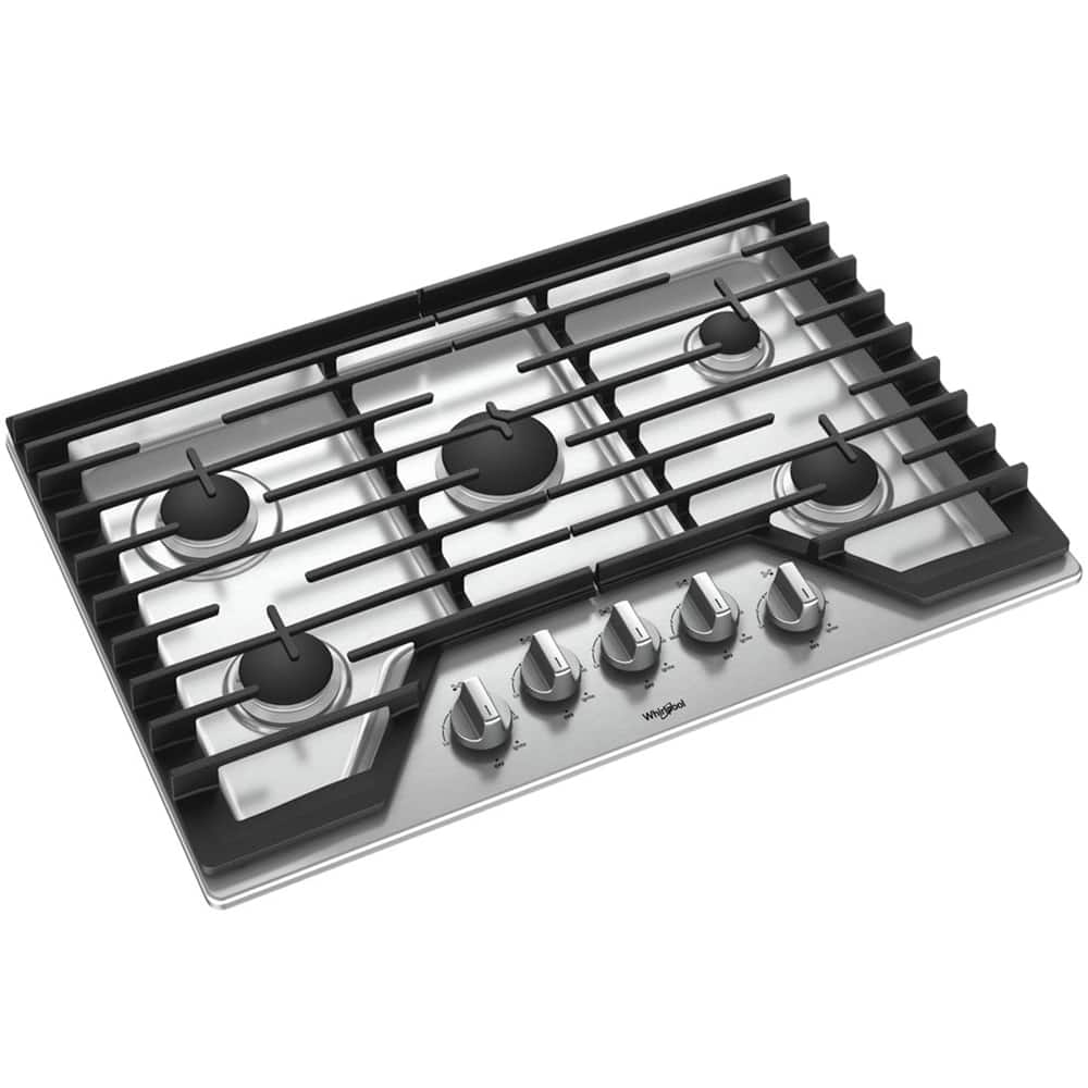 Whirlpool - 30 in. Wide 5 burners Gas Cooktop - Stainless Steel