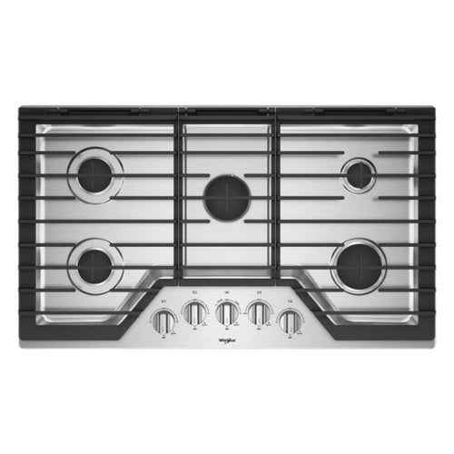 Whirlpool - 36 in. Wide 5 burners Gas Cooktop - Stainless Steel