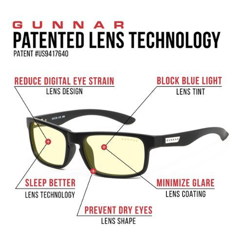 GUNNAR - Enigma Computer Glasses with Blue Light Reduction , Amber Lenses - Onyx