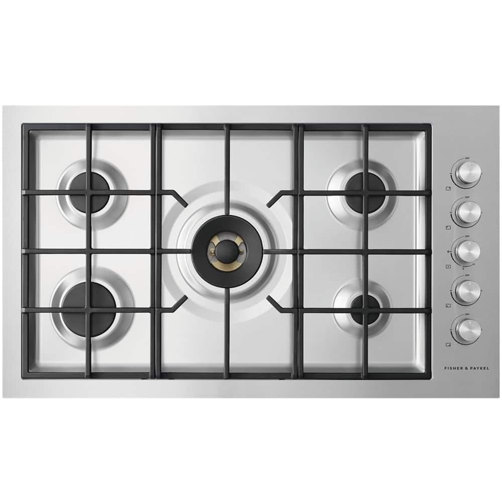Fisher & Paykel - 35 in. Wide 5 Burner Gas Cooktop - Stainless Steel