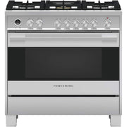 Fisher & Paykel - 36 in. Wide 5 Burner 4.9 Cu. Ft. Self-Cleaning Freestanding Dual Fuel Convection Range - Stainless Steel