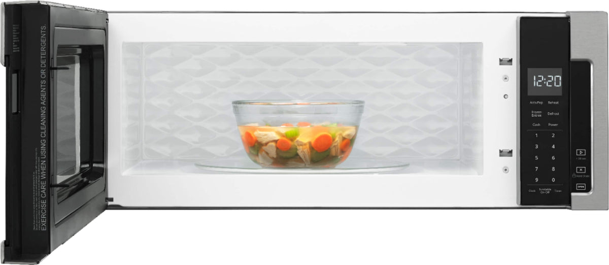 Whirlpool - 1.1 Cu. Ft. Low Profile Over-the-Range Microwave Hood Combination with Hidden Control Panel - Stainless Steel
