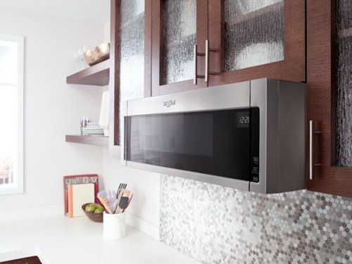 Whirlpool - 1.1 Cu. Ft. Low Profile Over-the-Range Microwave Hood Combination with Hidden Control Panel - Stainless Steel
