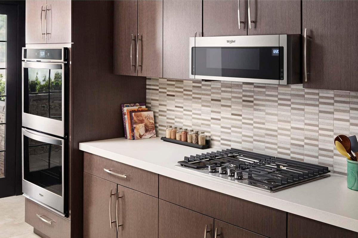 Whirlpool - 1.1 Cu. Ft. Low Profile Over-the-Range Microwave Hood Combination with Hidden Control Panel - Stainless Steel