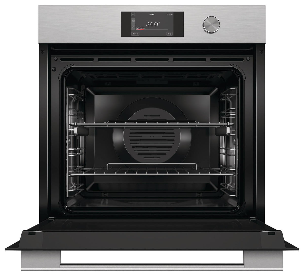 Fisher & Paykel - 24" 3 CF Single Built-in 5" Touchscreen W/Dial, Self Cleaning Oven - Brushed Silver