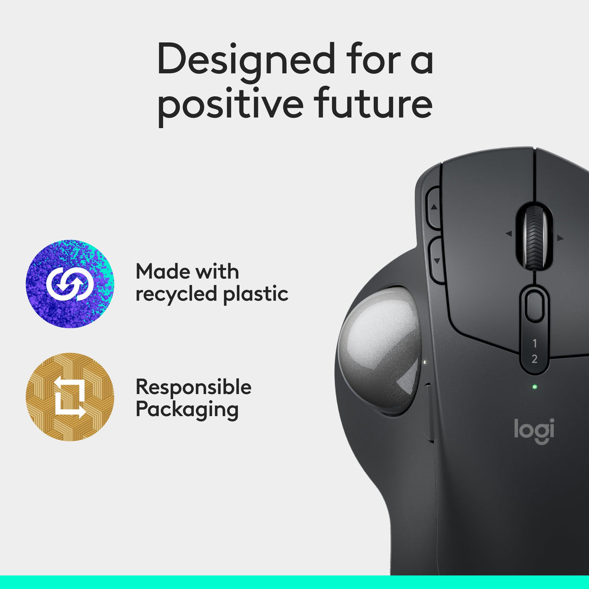 Logitech - MX ERGO S PLUS Wireless Ergonomic Trackball Mouse with 6 Programmable Buttons - Wireless - Graphite