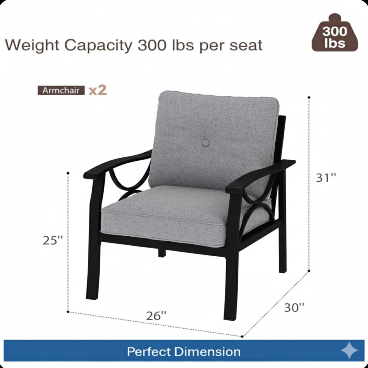 Sillones para todo tipo de clima con cojines, diseño escultural moderno (juego de 2)