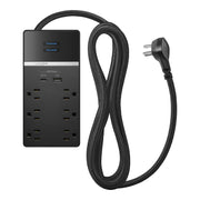 Rocketfish™ - 6-Outlet 2160 Joules Surge Protector with USB and USB-C - Black