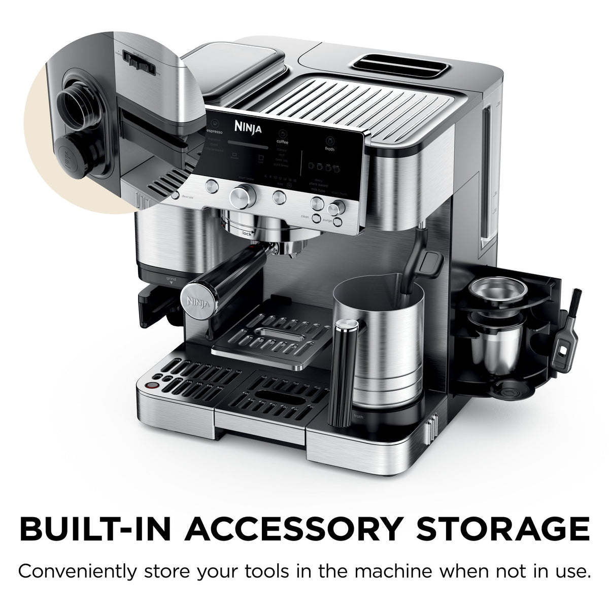 Ninja - Luxe Café Premier Series 3-in-1 Espresso, Coffee, and Cold Brew Machine with Grinder and Scale, and Hands-Free Frother - Stainless Steel