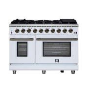 Forno Appliances - 48 in. Wide 8 Burner Massimo 6.58 Cu. Ft. Freestanding True Convection Gas Range with Air Fryer Kit, Wok Support - White