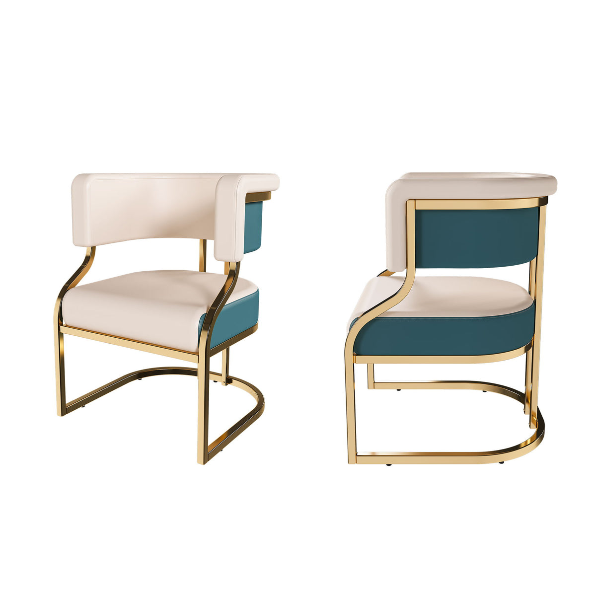 Sillas de comedor con respaldo curvo ergonómico (juego de 2) - Azul / Neutro