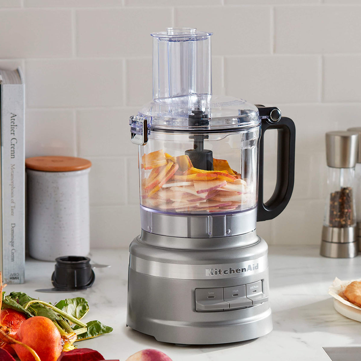 KitchenAid - Easy Store 7-Cup Food Processor in Contour - Silver