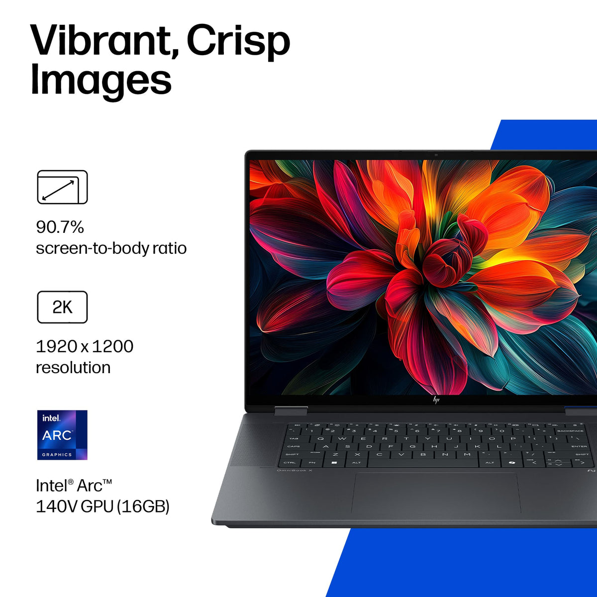HP - OmniBook X Flip - 16" 2K Touchscreen Laptop - Intel Core Ultra 9 (2024) - 32GB Memory - 1TB SSD - Copilot+ PC - Eclipse Gray