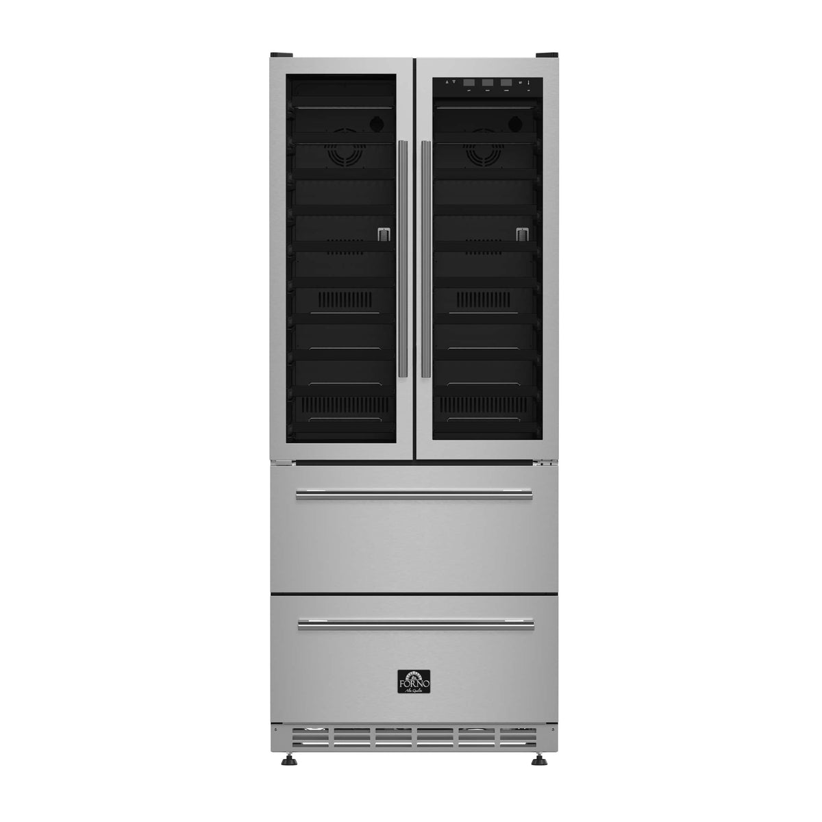 Forno Appliances - Campania 120-Bottle Built-In Dual Zone Wine Cellar & Beverage Cooler - Stainless Steel