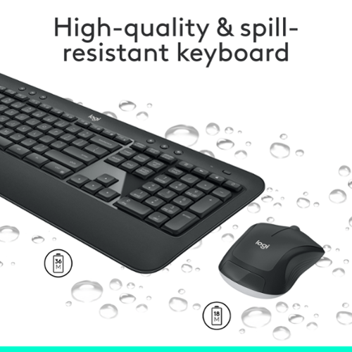 Logitech - MK540 Full-size Advanced Wireless Membrane Keyboard and Mouse Combo for PC - Black