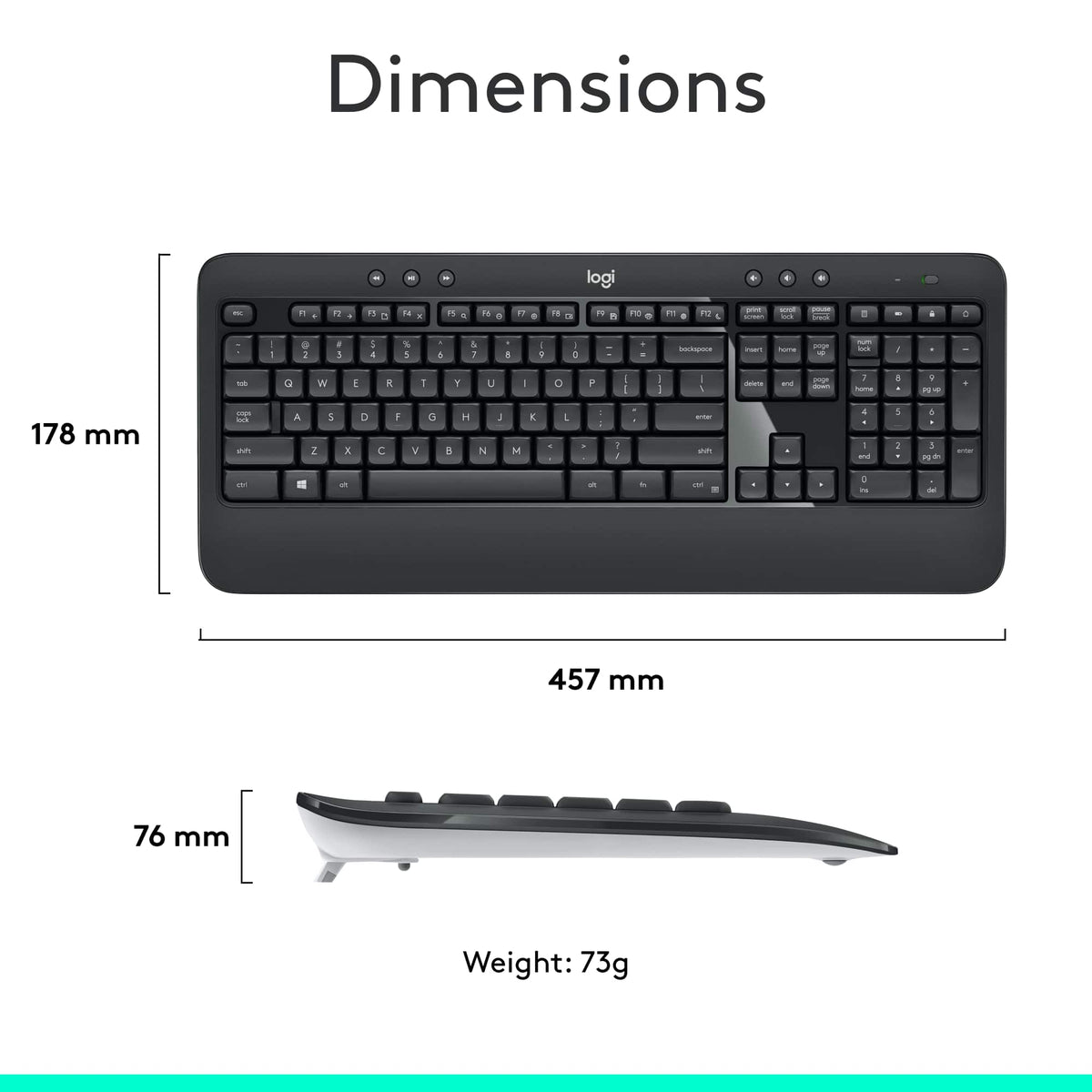 Logitech - MK540 Full-size Advanced Wireless Membrane Keyboard and Mouse Combo for PC - Black