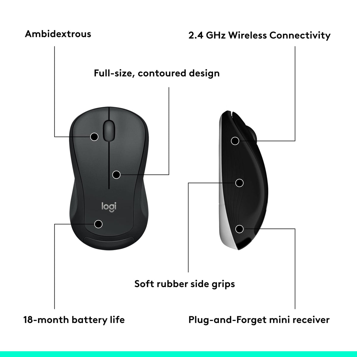 Logitech - MK540 Full-size Advanced Wireless Membrane Keyboard and Mouse Combo for PC - Black