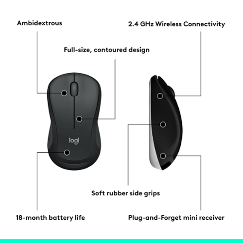 Logitech - MK540 Full-size Advanced Wireless Membrane Keyboard and Mouse Combo for PC - Black