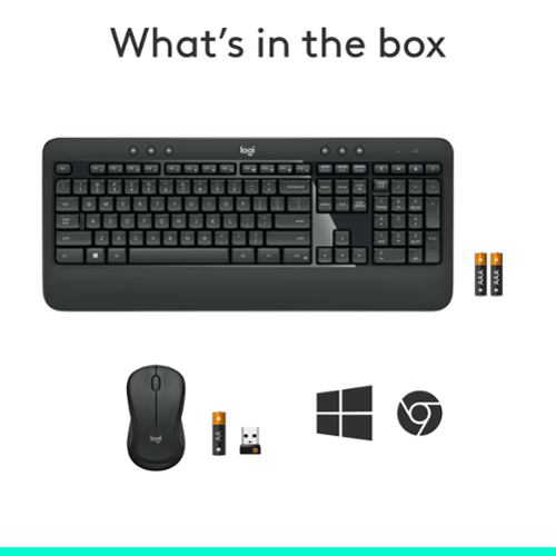 Logitech - MK540 Full-size Advanced Wireless Membrane Keyboard and Mouse Combo for PC - Black