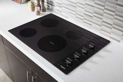 Whirlpool - 30 in. Wide 4 element Built-In Electric Cooktop with Dual Radiant Element - Black