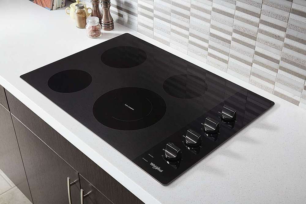 Whirlpool - 30 in. Wide 4 element Built-In Electric Cooktop with Dual Radiant Element - Black