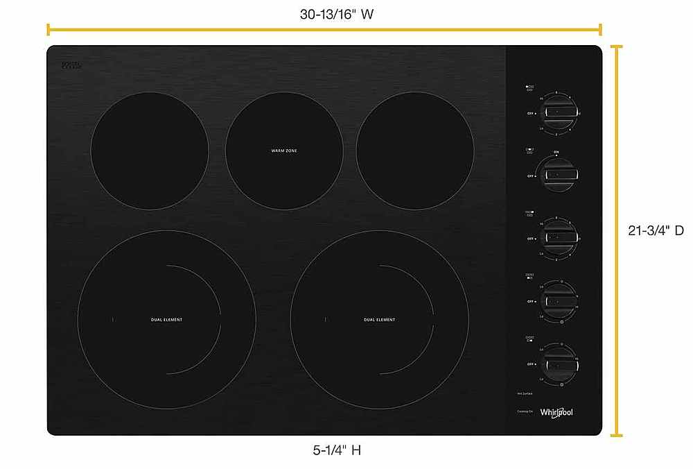Whirlpool - 30 in. Wide 5 element Electric Cooktop - Black
