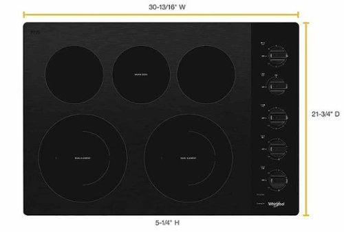 Whirlpool - 30 in. Wide 5 element Electric Cooktop - Black