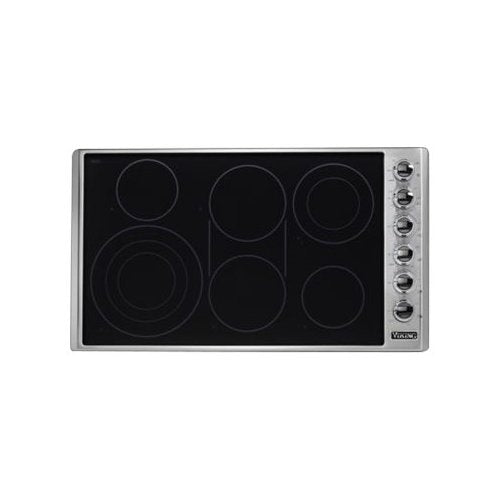 Viking - 37 in. Wide 6 Element Professional 5 Series Electric Cooktop - Stainless Steel/Black Glass